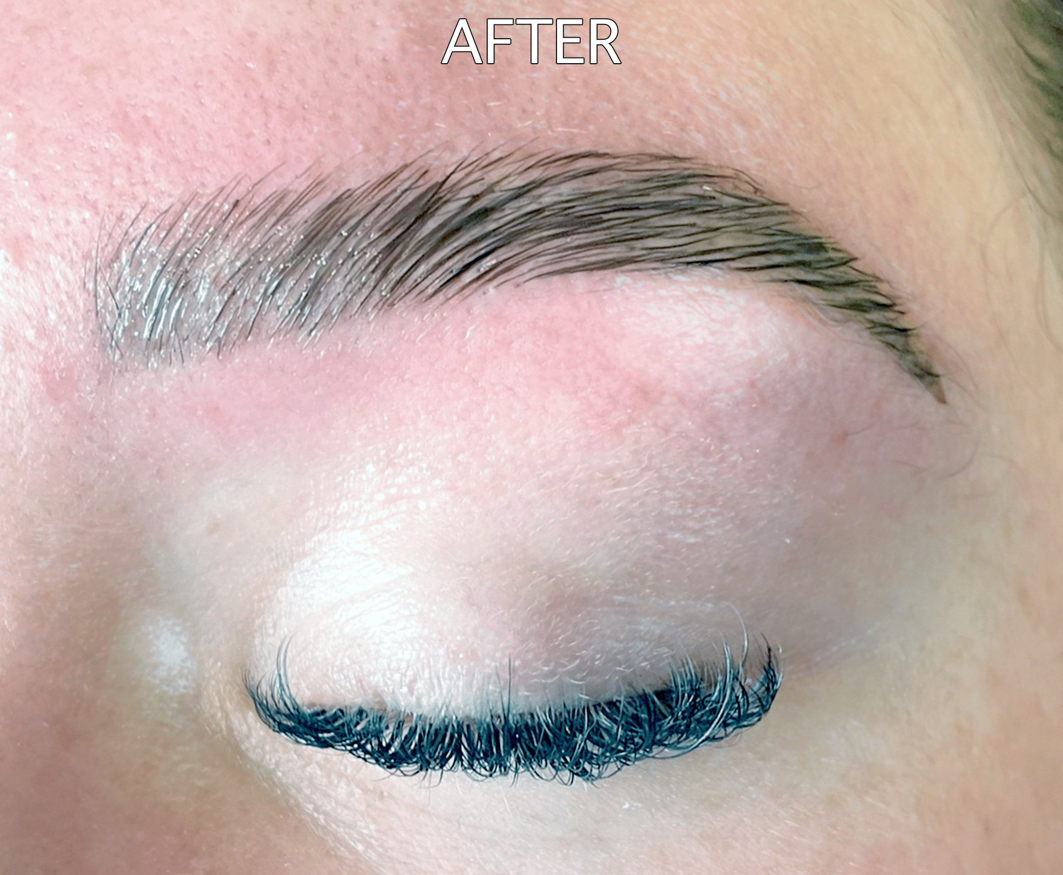 Brows after a Brow Lamination service has been completed