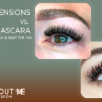 Branded image comparing lash extensions vs mascara